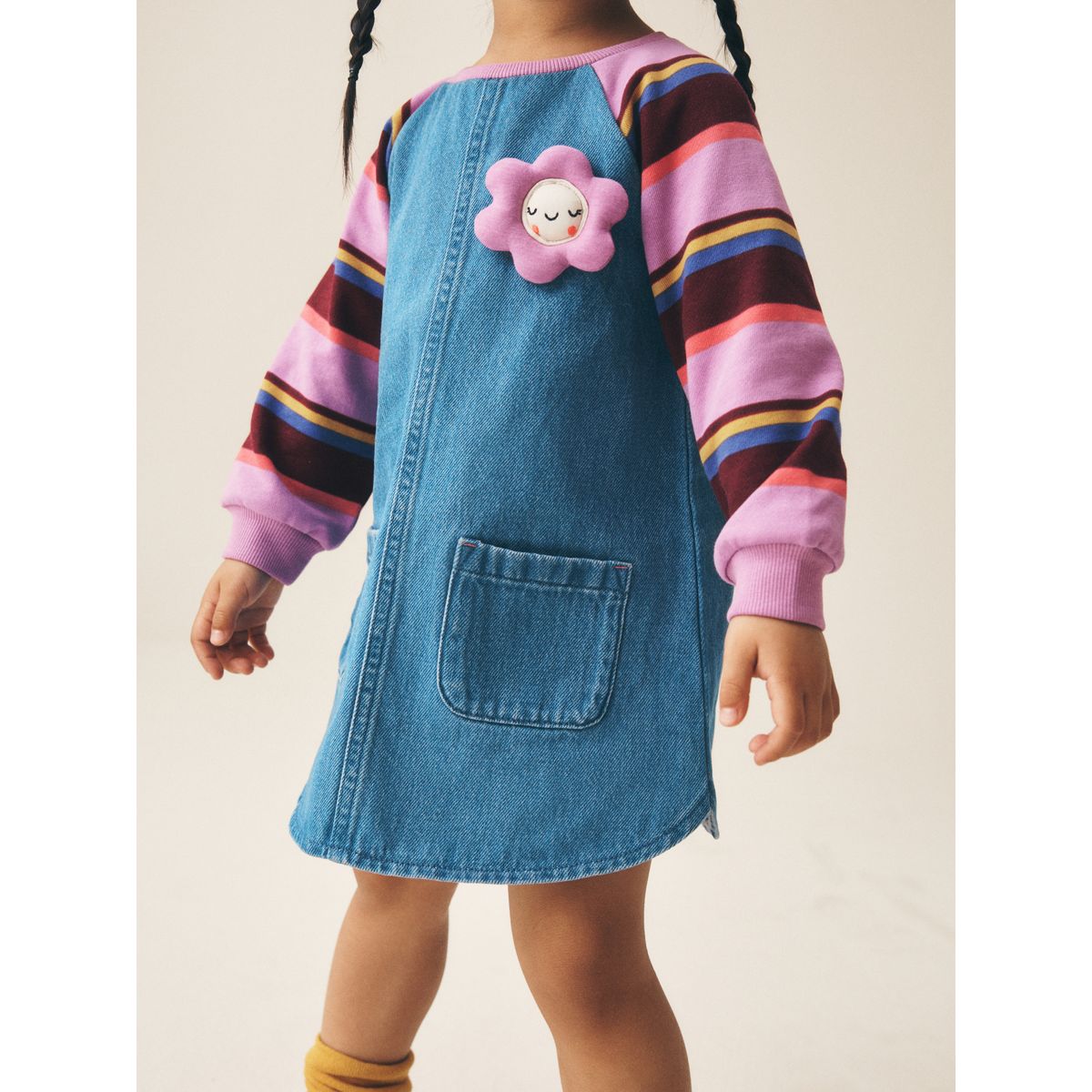 Robe en jean à manches raglan rayure violette, NEXT