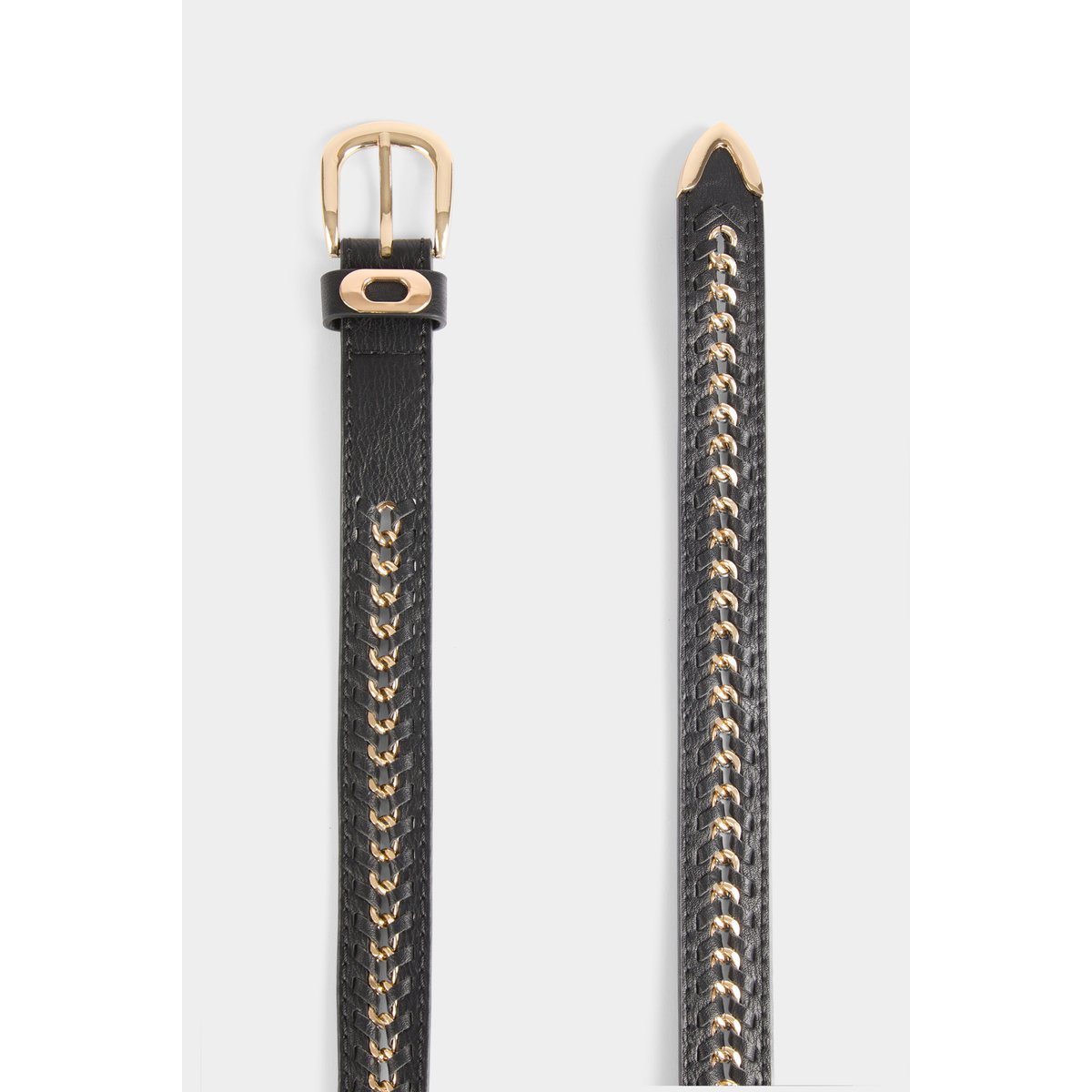 Ceinture détails chaînes noir, MORGAN