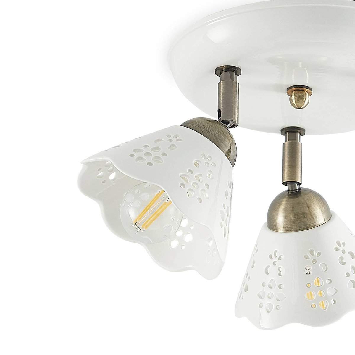 Spot en céramique traditionnel, Efgenia blanc, bronze, LINDBY