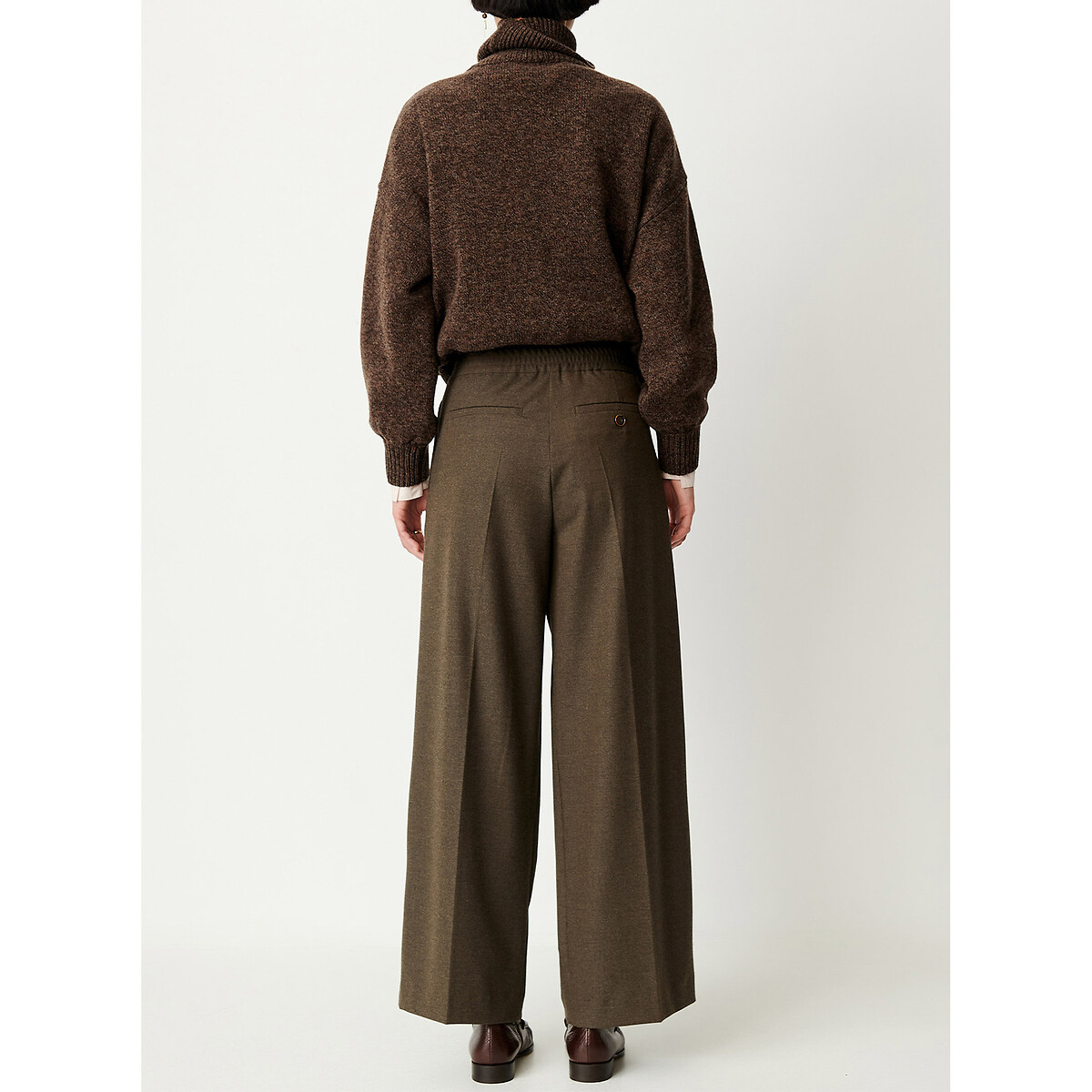 Pantalon large à pinces, HOJIKI kaki, SESSUN