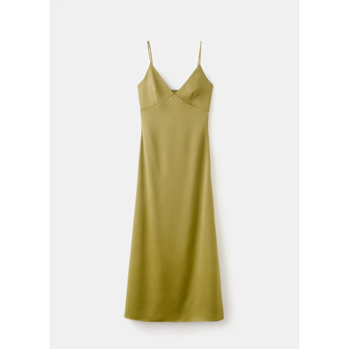 Robe à col en V avec fines bretelles citron vert, MANGO TEEN