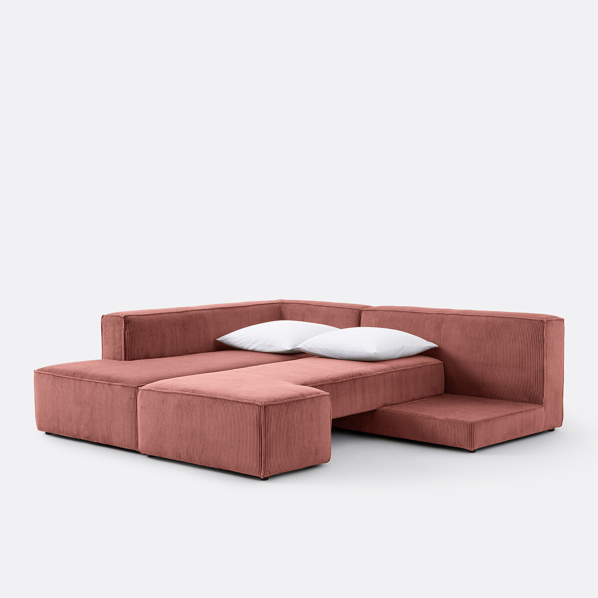 Ecksofa, ausziehbar, Cord, Ginosa altrosa, LA REDOUTE INTERIEURS