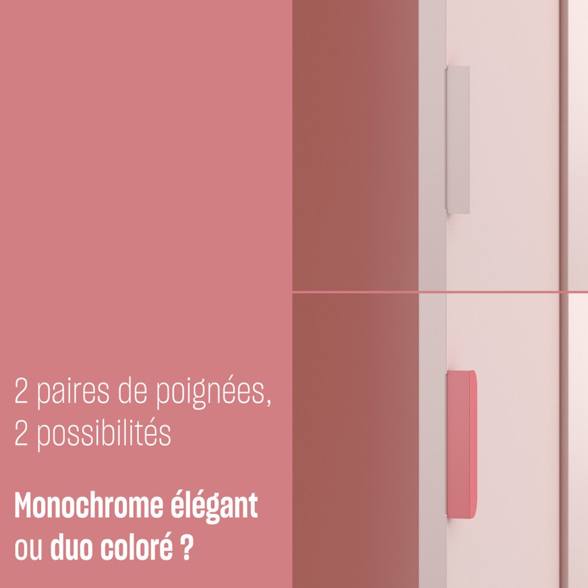 Armoire 2 portes en métal H180cm- ADEL rose blush, DRAWER