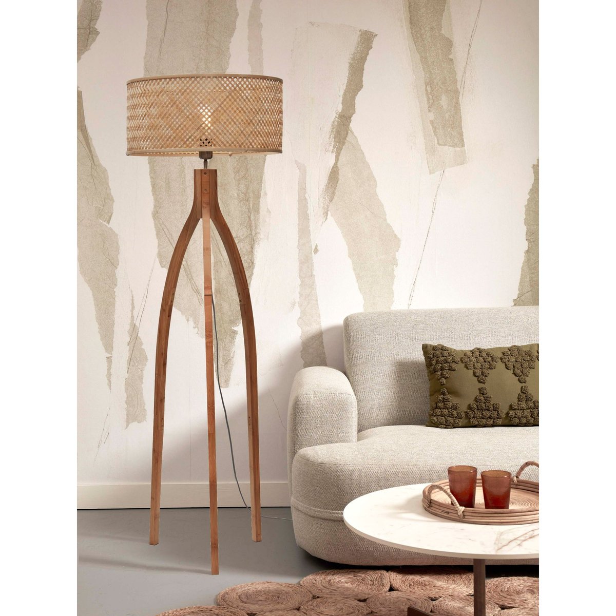 Lampadaire Bambou JAVA naturel, GOOD & MOJO