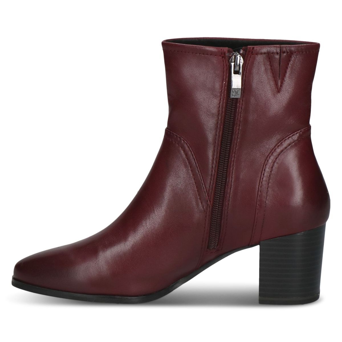 Bottine en cuir rouge merlot, CAPRICE