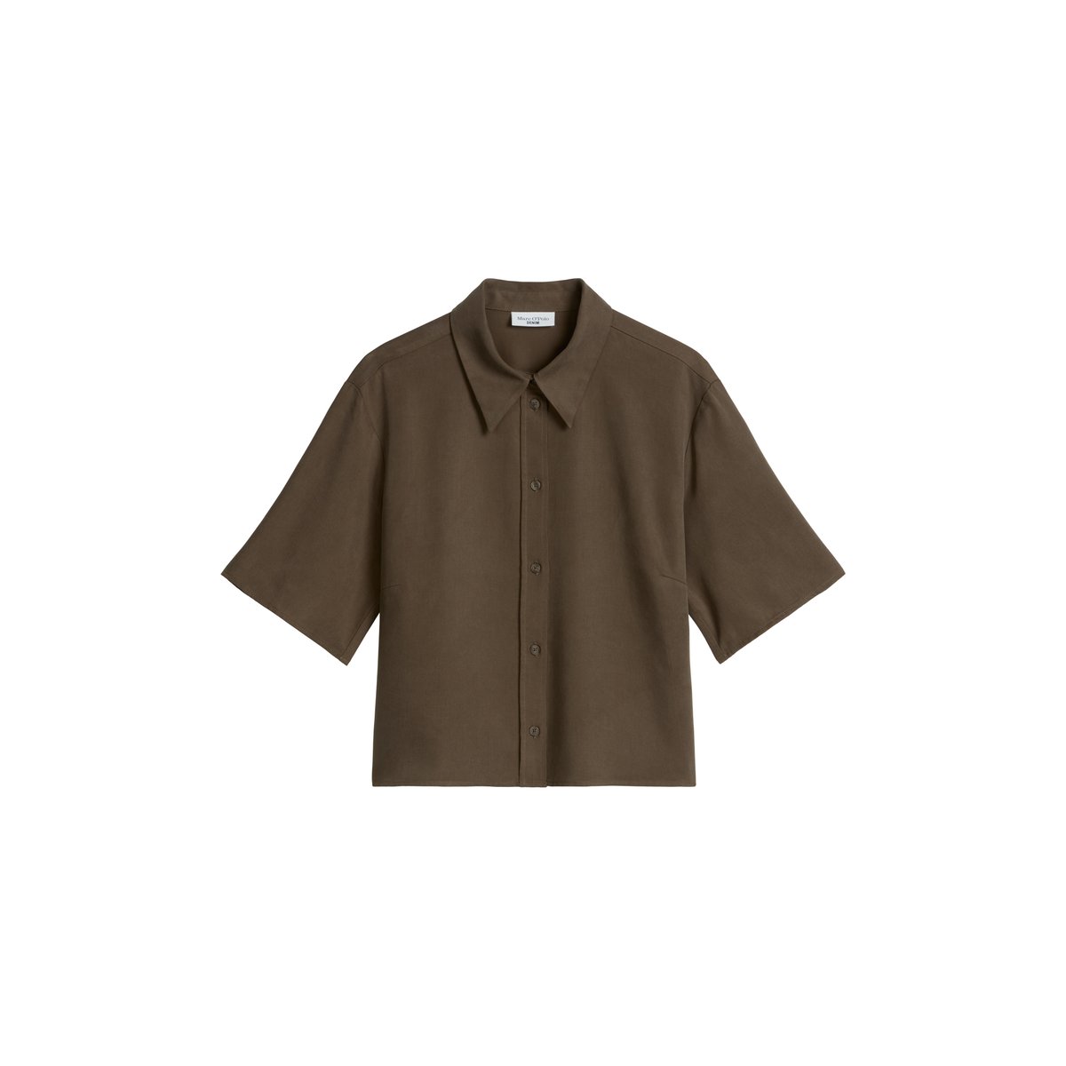 Chemisier crop relaxed en TENCEL™ Lyocell marron foncé, MARC O’POLO DENIM
