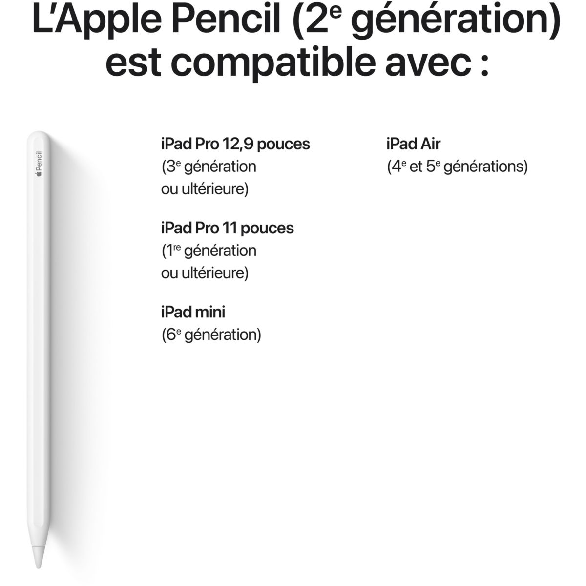 Stylet Pencil 2nd Generation couleur unique, APPLE
