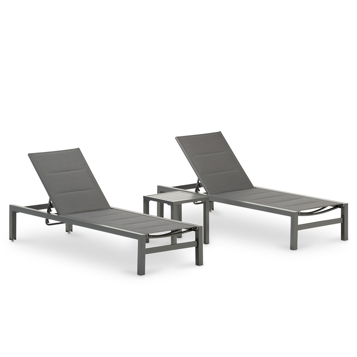 Set 2 transats et table, TOKYO gris foncé, DEFORA HOME