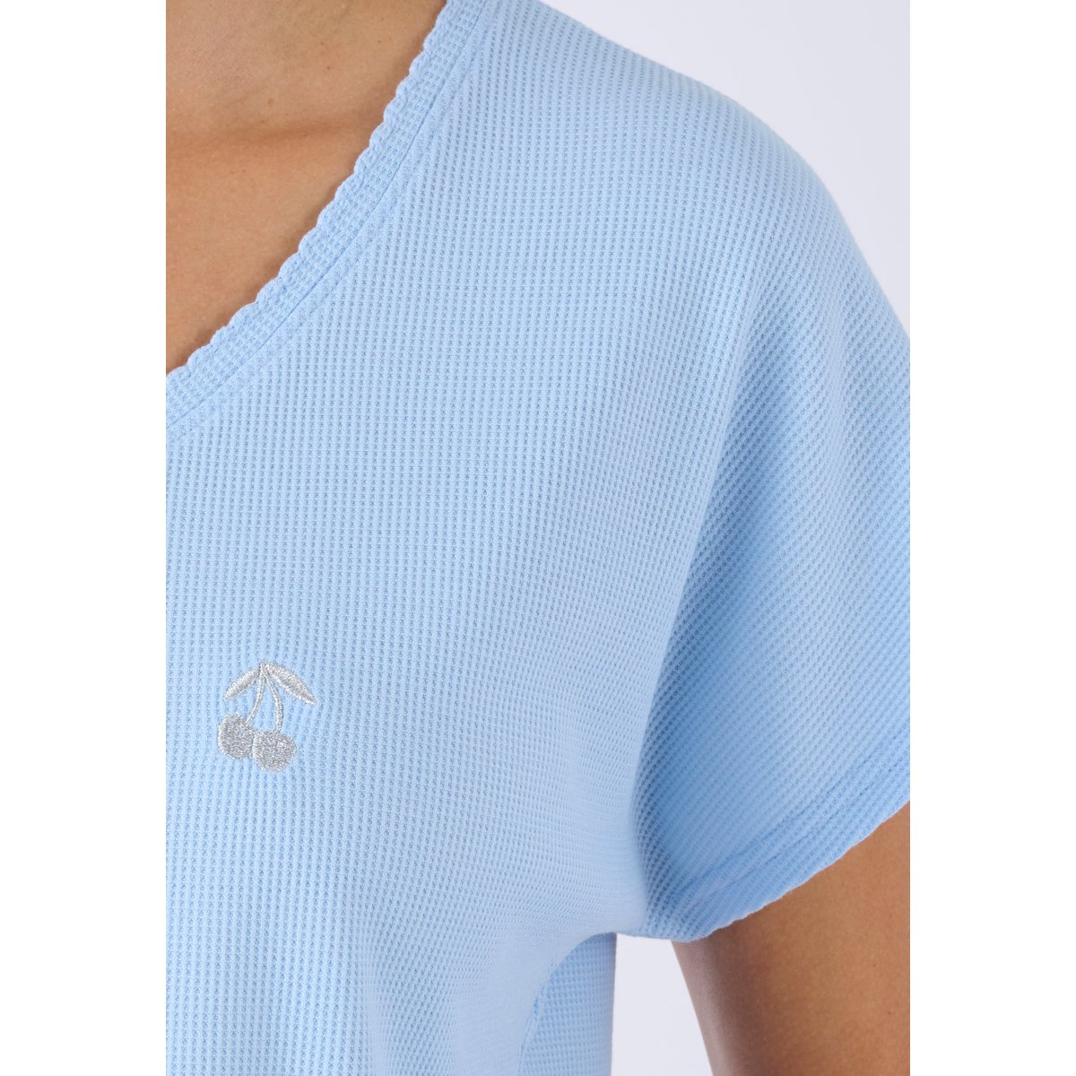 Pyjama 7/8ème en maille gaufrée bleu, DAMART