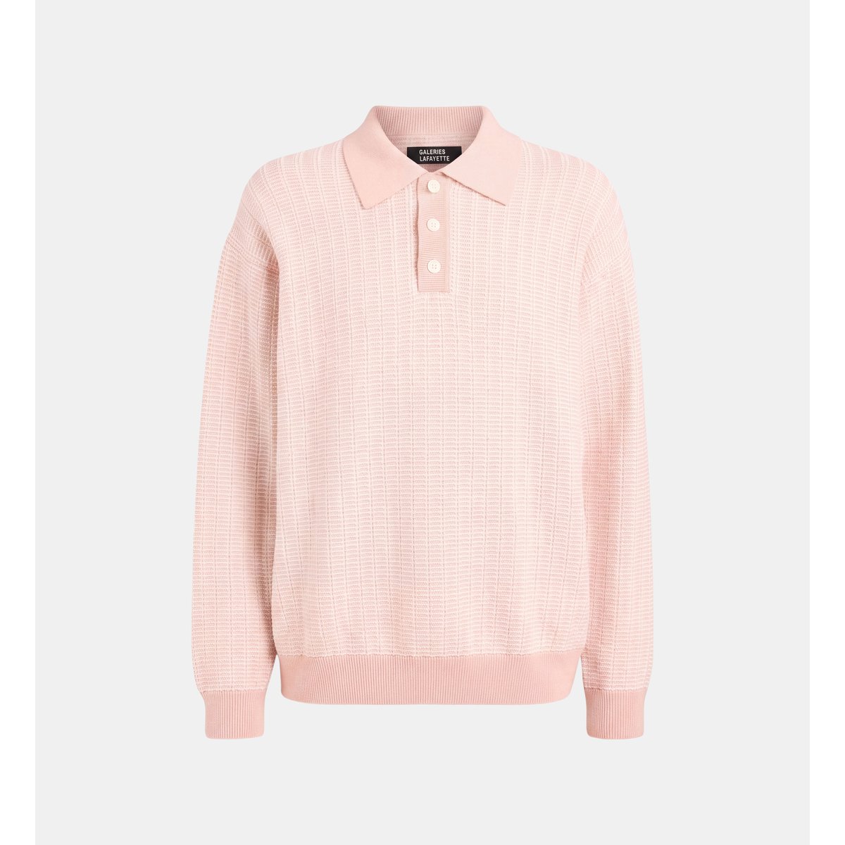 Polo manches longues tolancy écru et rose, GALERIES LAFAYETTE