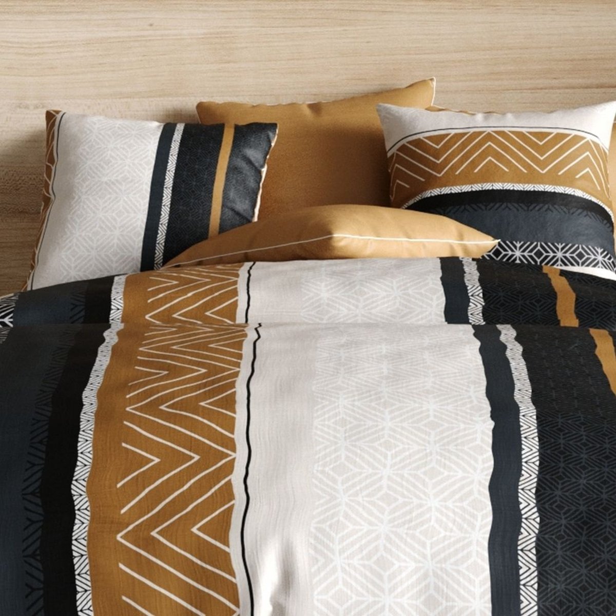 Housse de couette + 2 taies 220 x 240 cm Trophe gris, EDEN