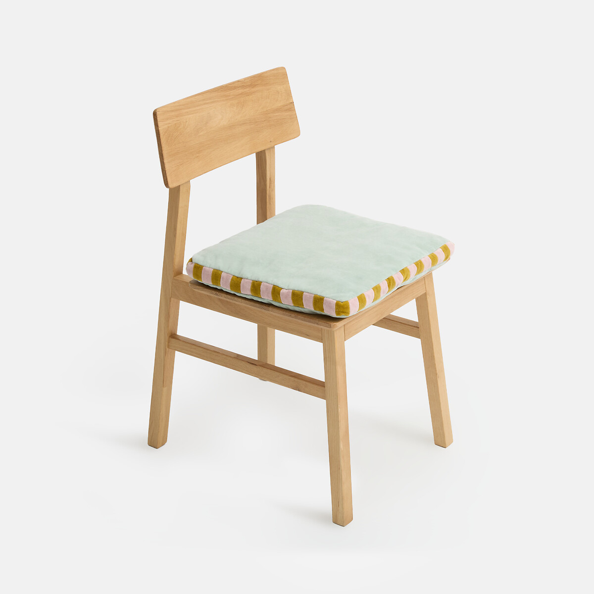 Galette de chaise, en velours, rayures larges, SIMONA céladon, LA REDOUTE INTERIEURS