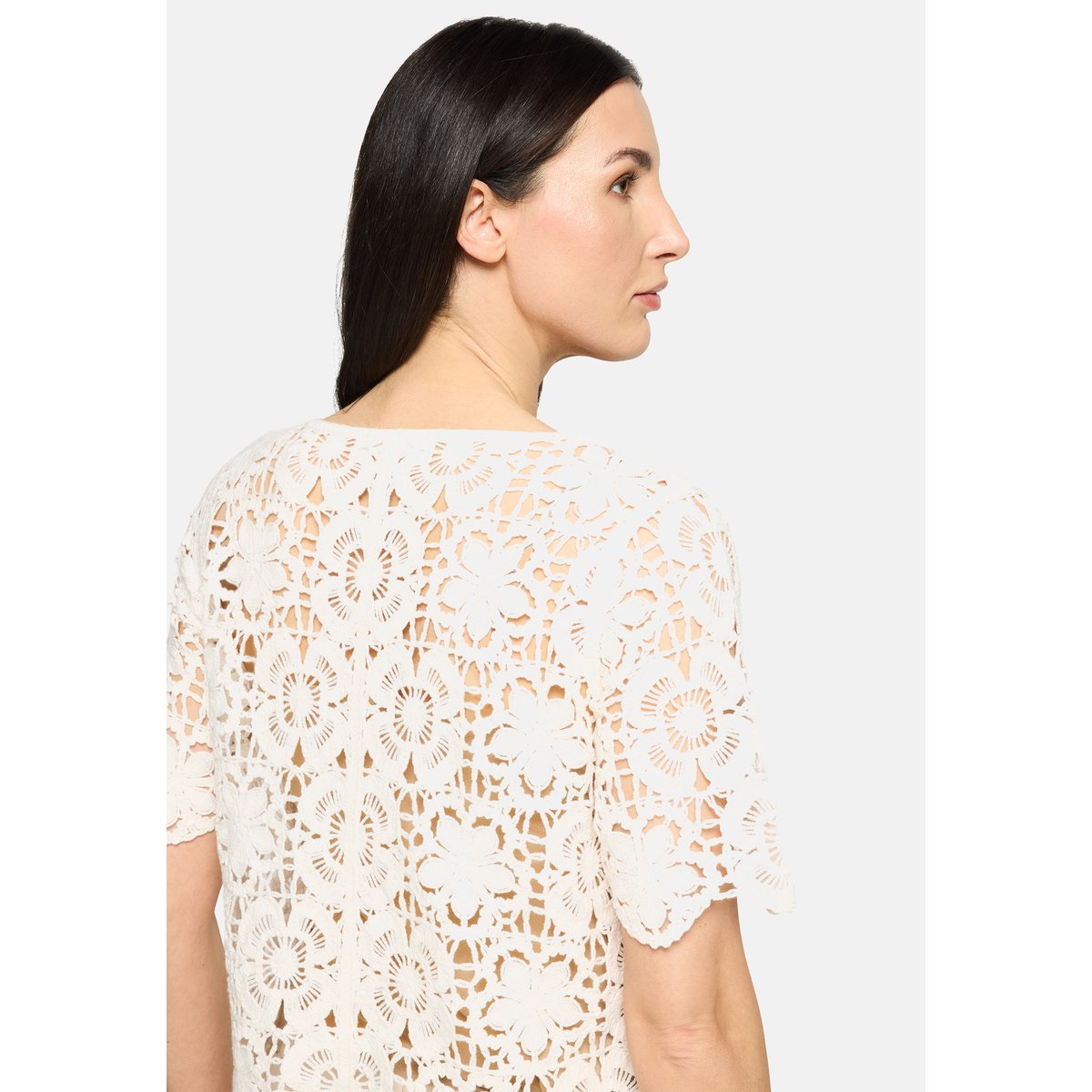 Pull-over en maille ajourée à encolure bateau blanc, BETTY & CO