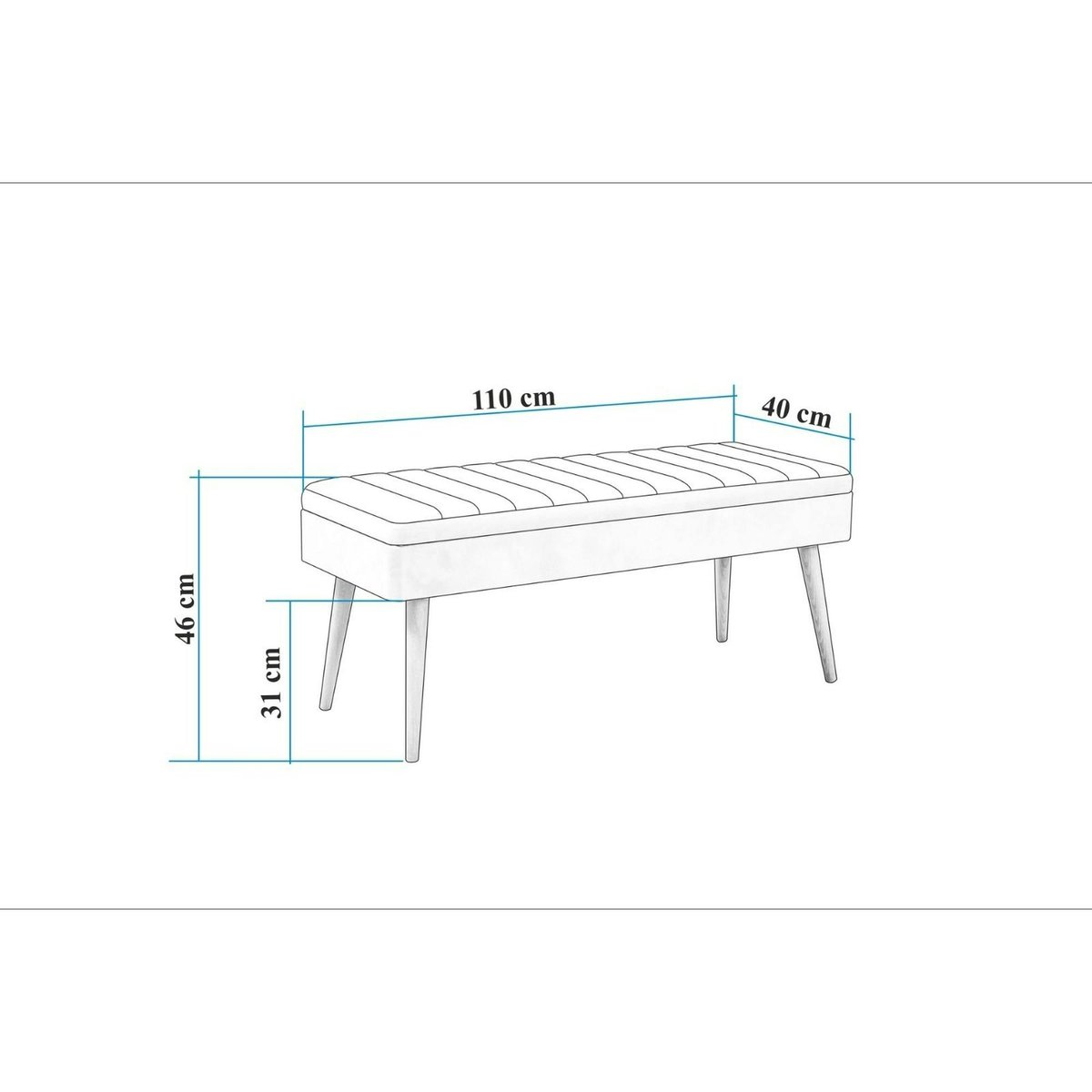 Banc d'entrée avec rangement en tissu bleu 110 cm ROSARIO bleu, PIER IMPORT