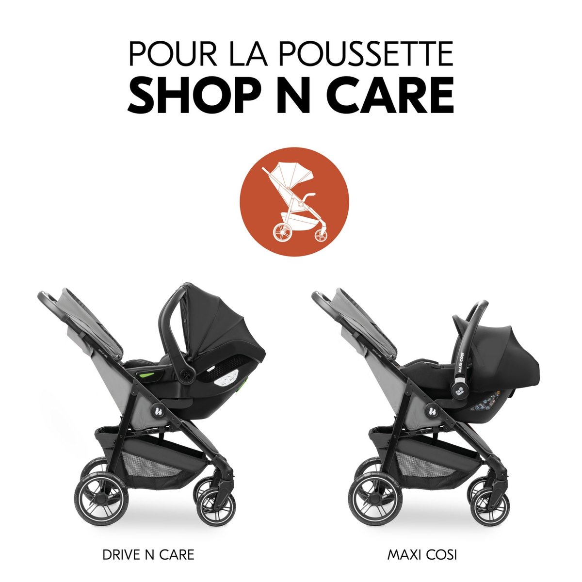 Adaptateur siège-auto Shop N Care noir, HAUCK