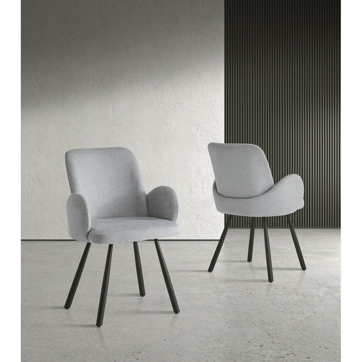 Lot de 2 chaises tissu et métal, ÓPALO gris, HISPANOHOGAR
