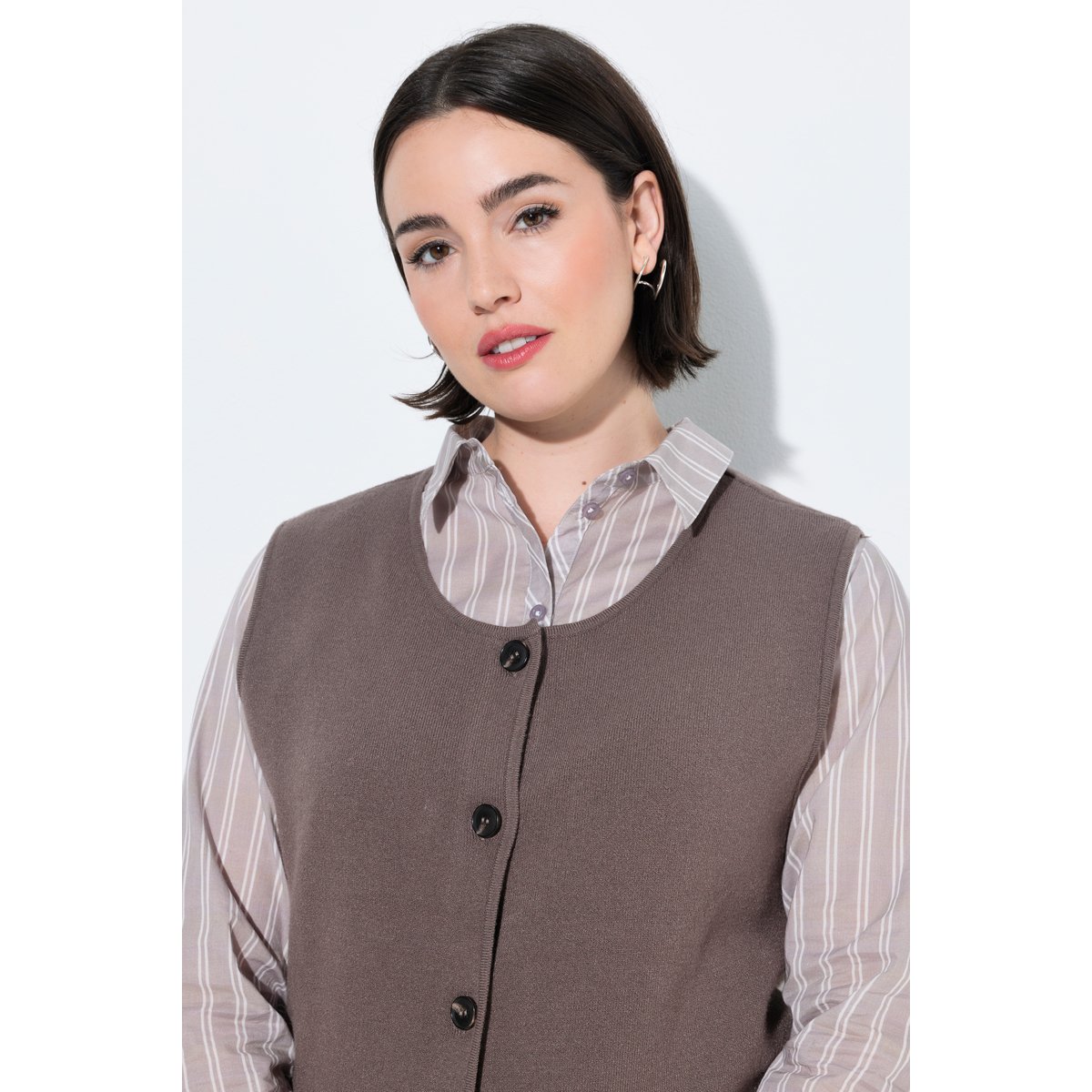 Gilet en maille taupe sombre, ULLA POPKEN