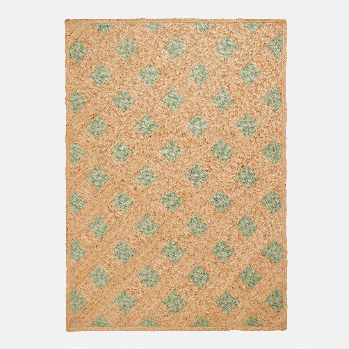 Tapis en jute, rectangulaire, QUADRA naturel / céladon, LA REDOUTE INTERIEURS
