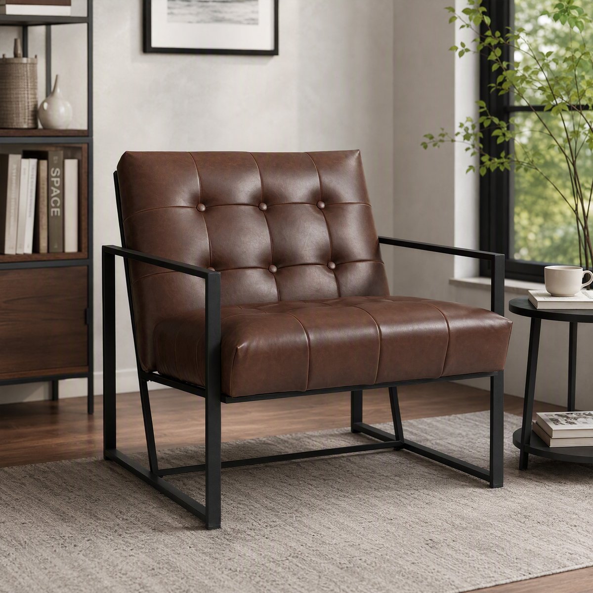 Accent Chair simili cuir Marron chocolat, HOMCOM
