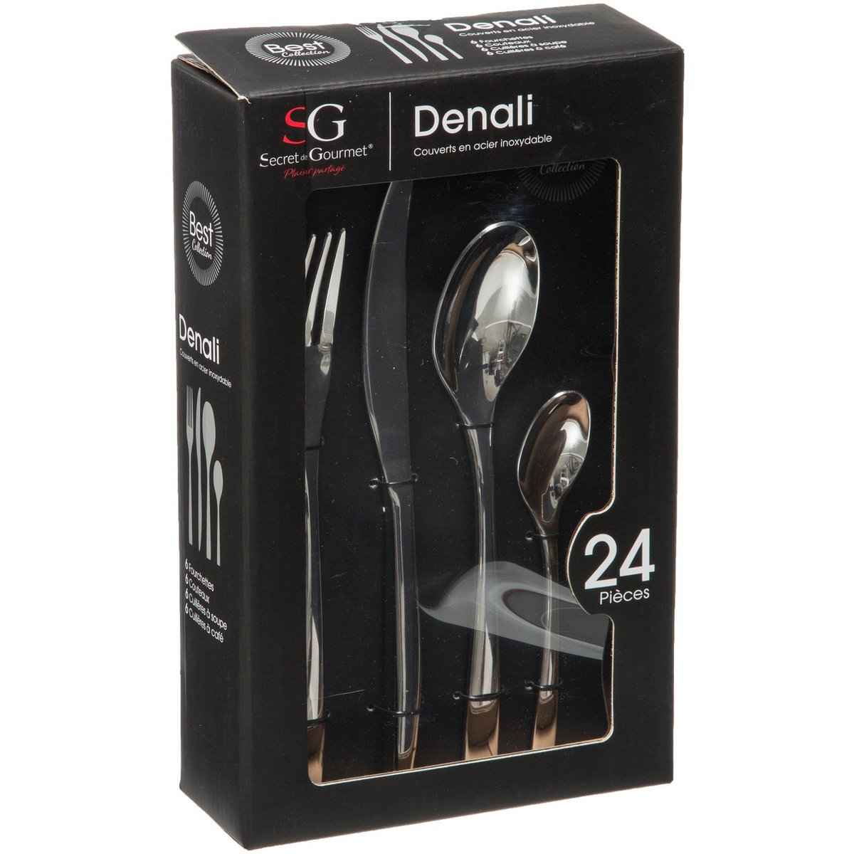 Ménagère Denali en Acier inoxydable - 24 pièces argent, SECRET DE GOURMET