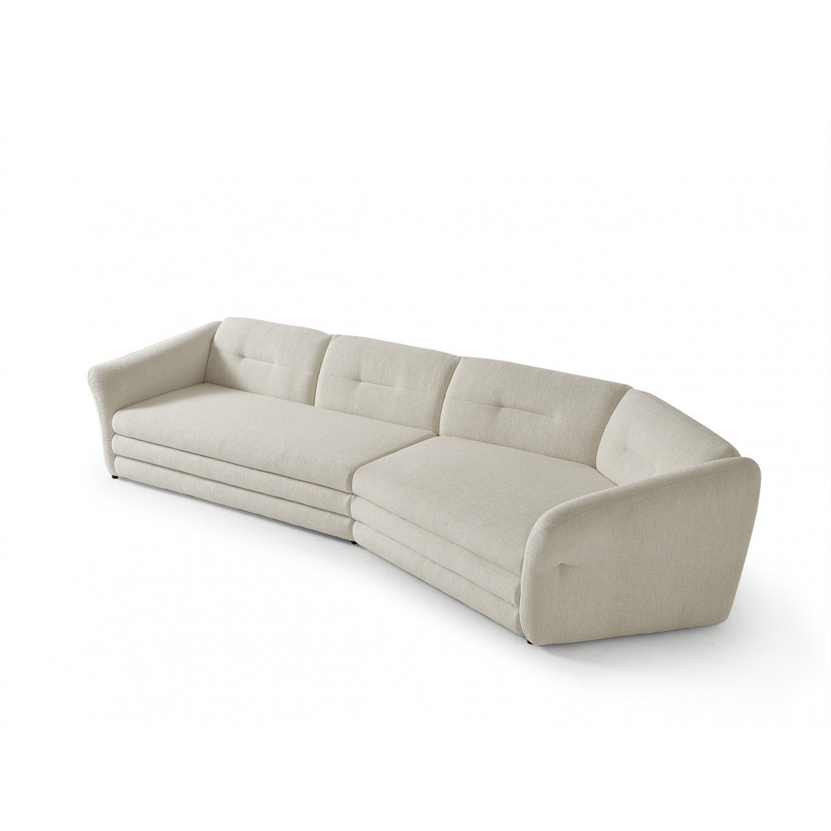 Canapé droit fixe 4 places en tissu chiné, MARBLE beige, BOBOCHIC