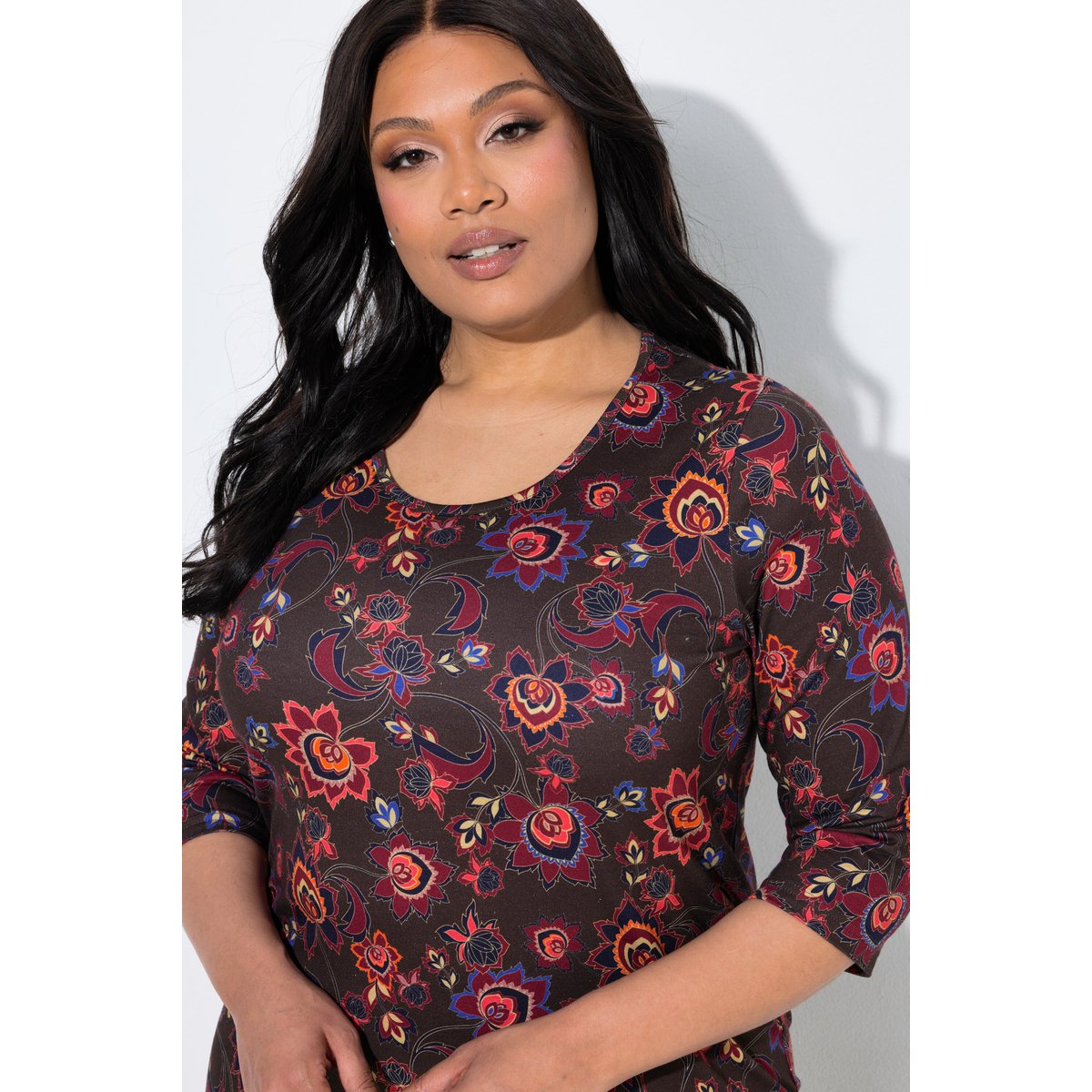 T-shirt long acajou, ULLA POPKEN