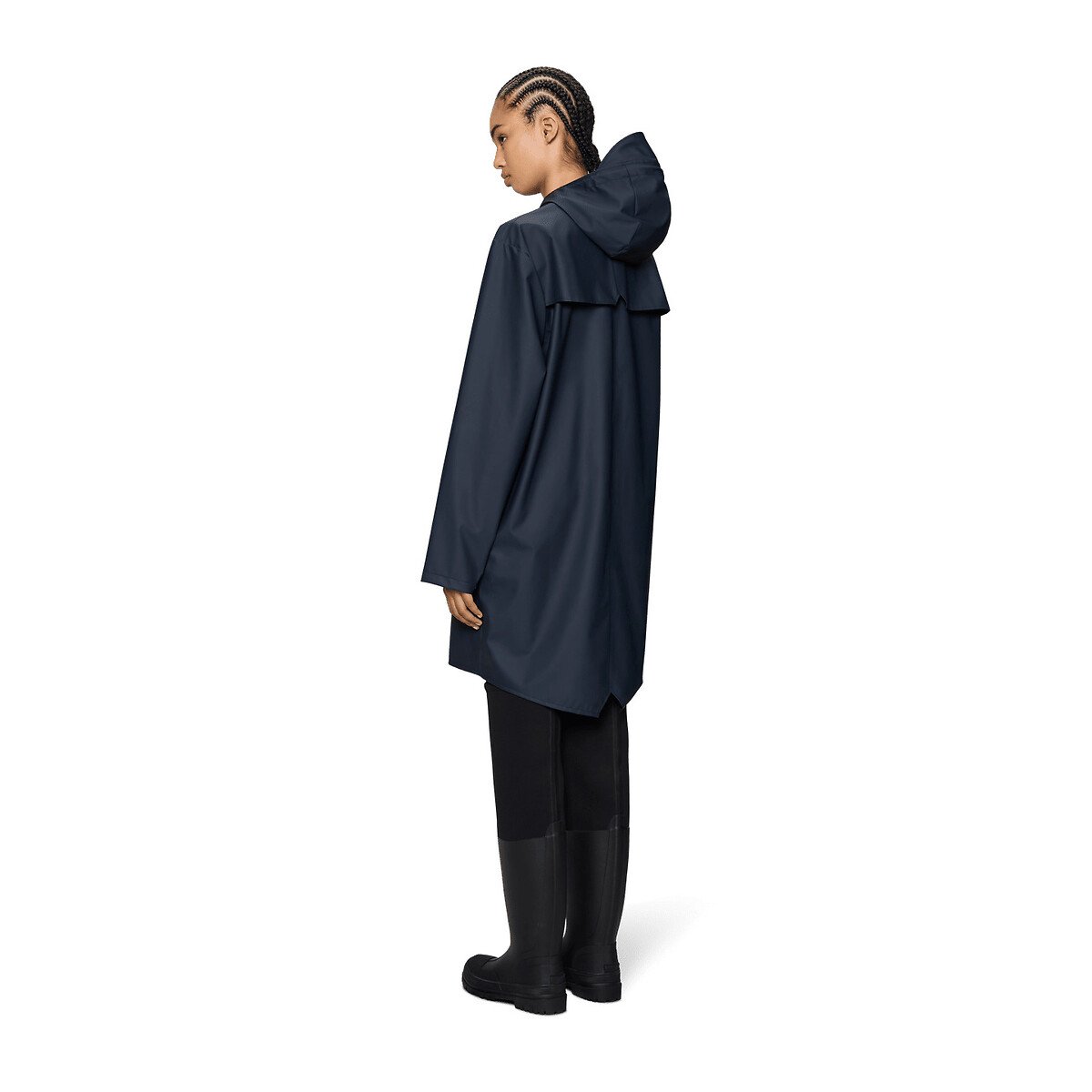 Veste zippée imperméable à capuche unisexe bleu marine, RAINS