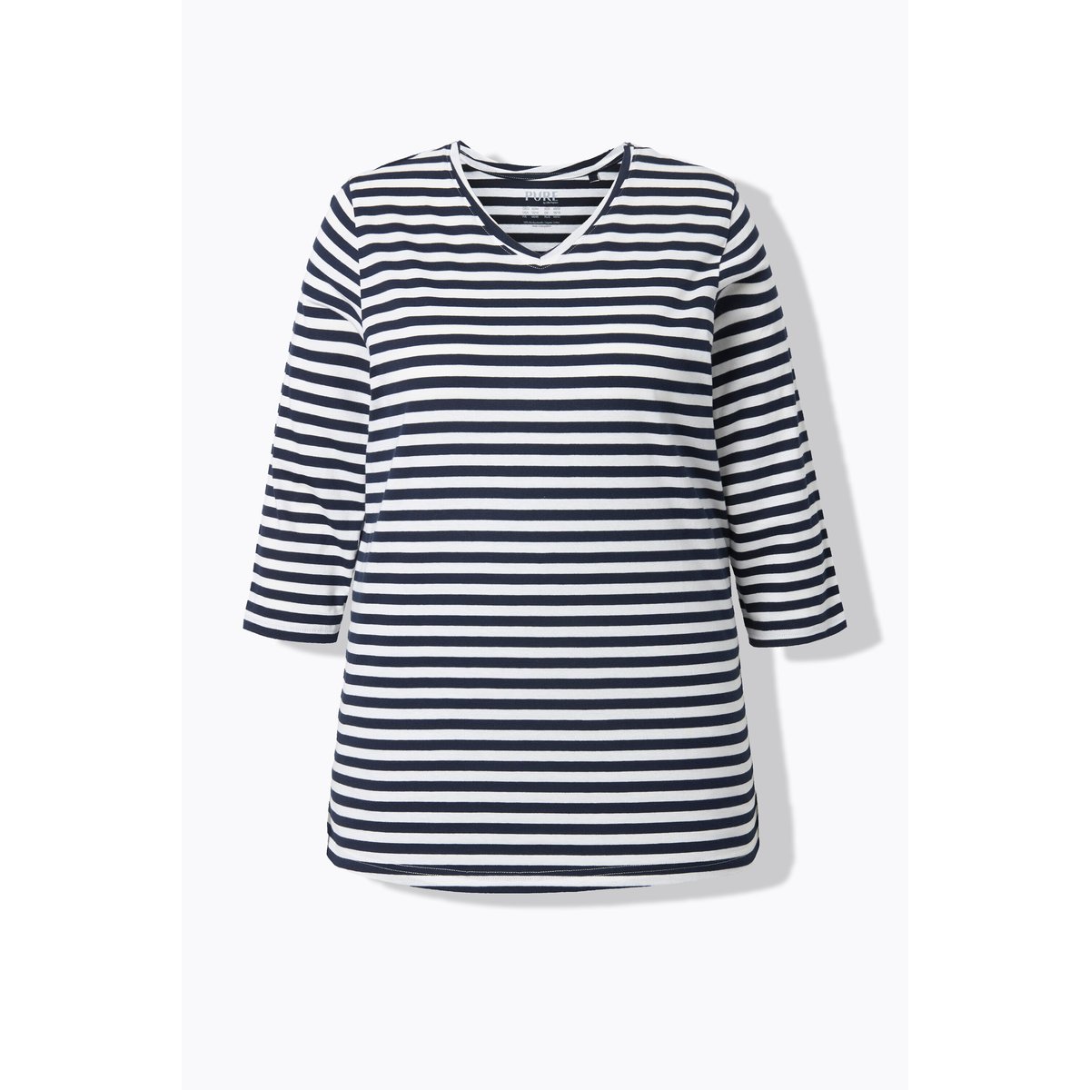 T-shirt rayé en coton bio marine, ULLA POPKEN
