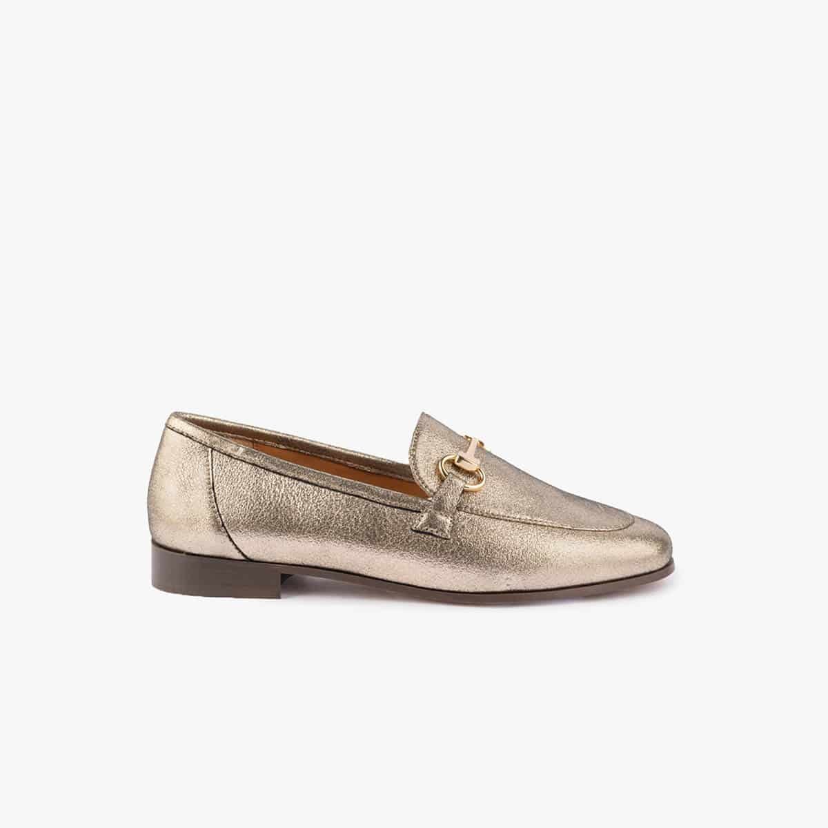 Mocassin cuir métallisé CLÉMENCE doré, MAISON TOUFET