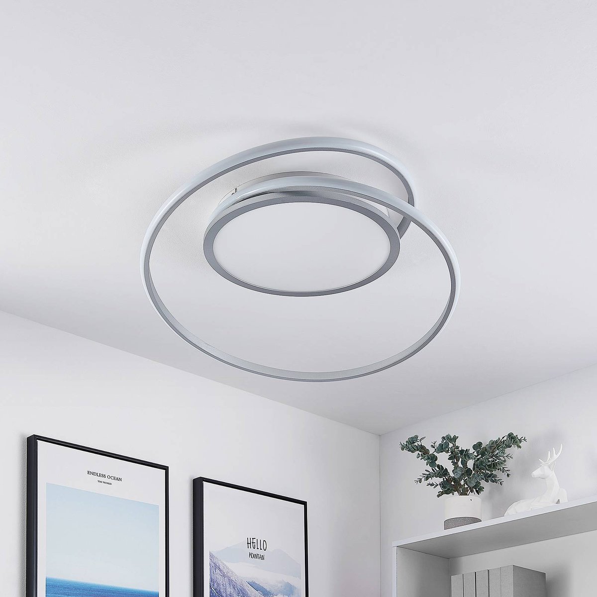 Plafonnier en métal moderneLED, Noud argent, LUCANDE