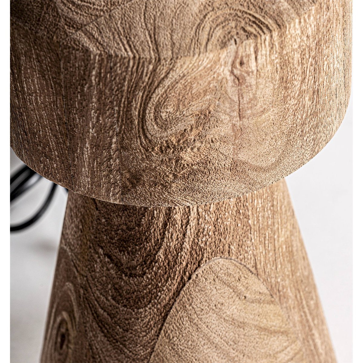 Lampe à poser art déco en bois de manguier marron bois naturel, RECOLLECTION