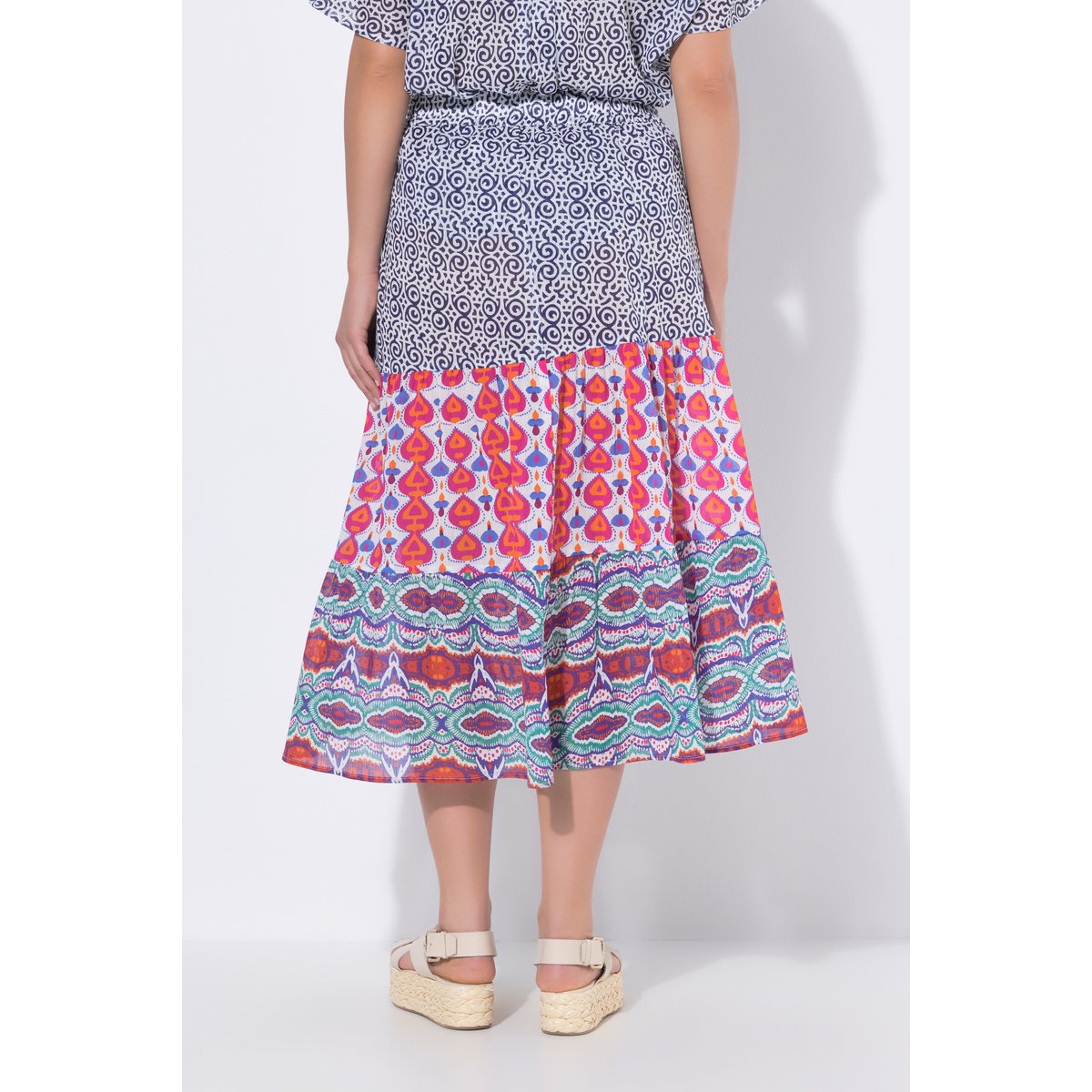 Jupe maxi, jeu de motifs à rayures aubergine, ULLA POPKEN