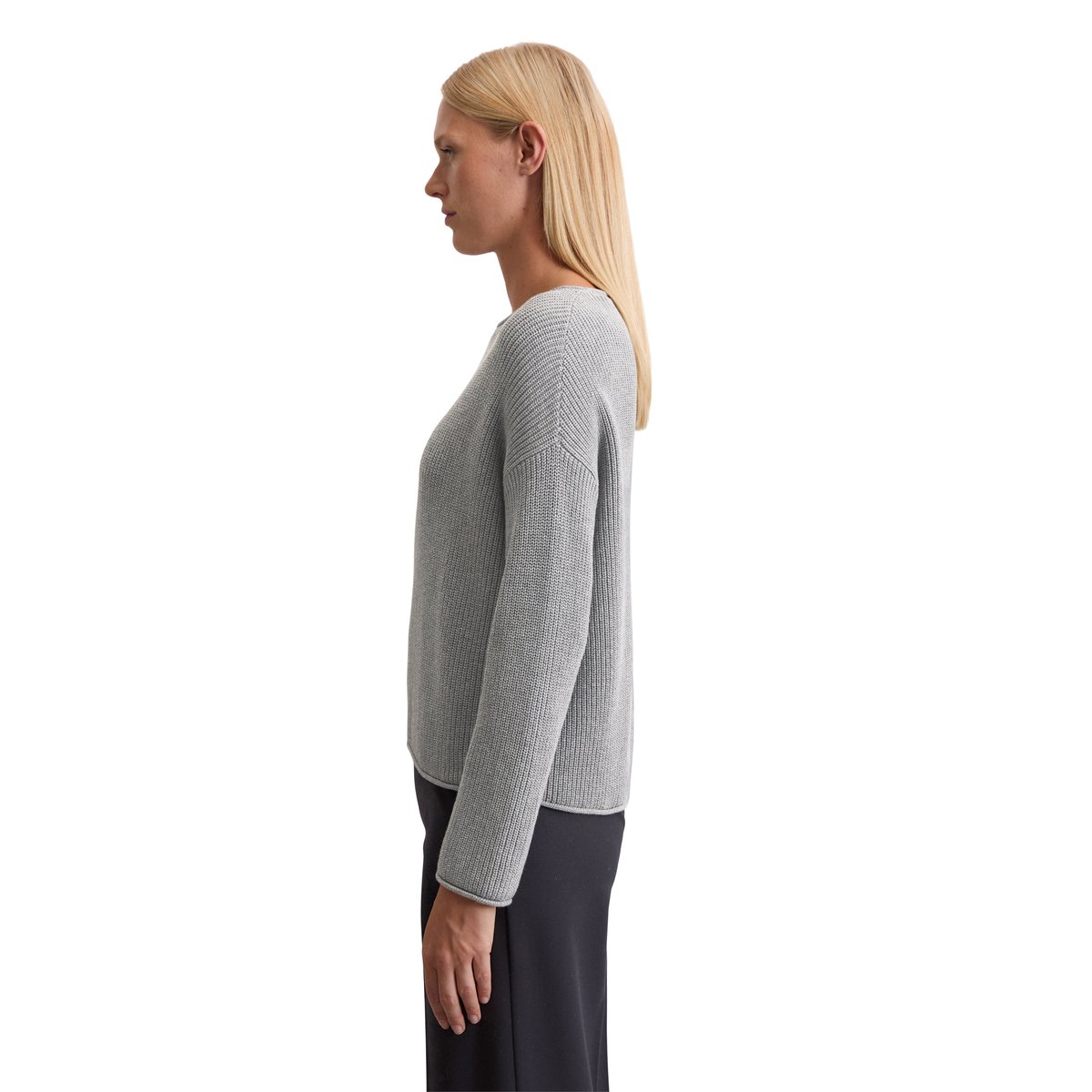Pull en maille DfC oversize en coton organique lourd gris clair, MARC O'POLO