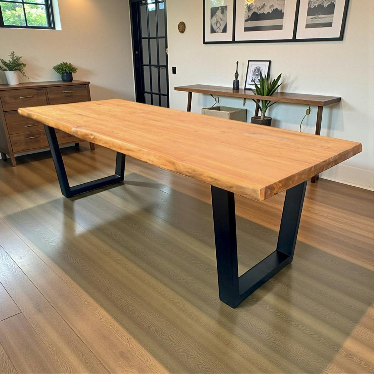Table à manger bois de teck recyclé, pieds en U 240 cm TIMOR bois naturel, PIER IMPORT