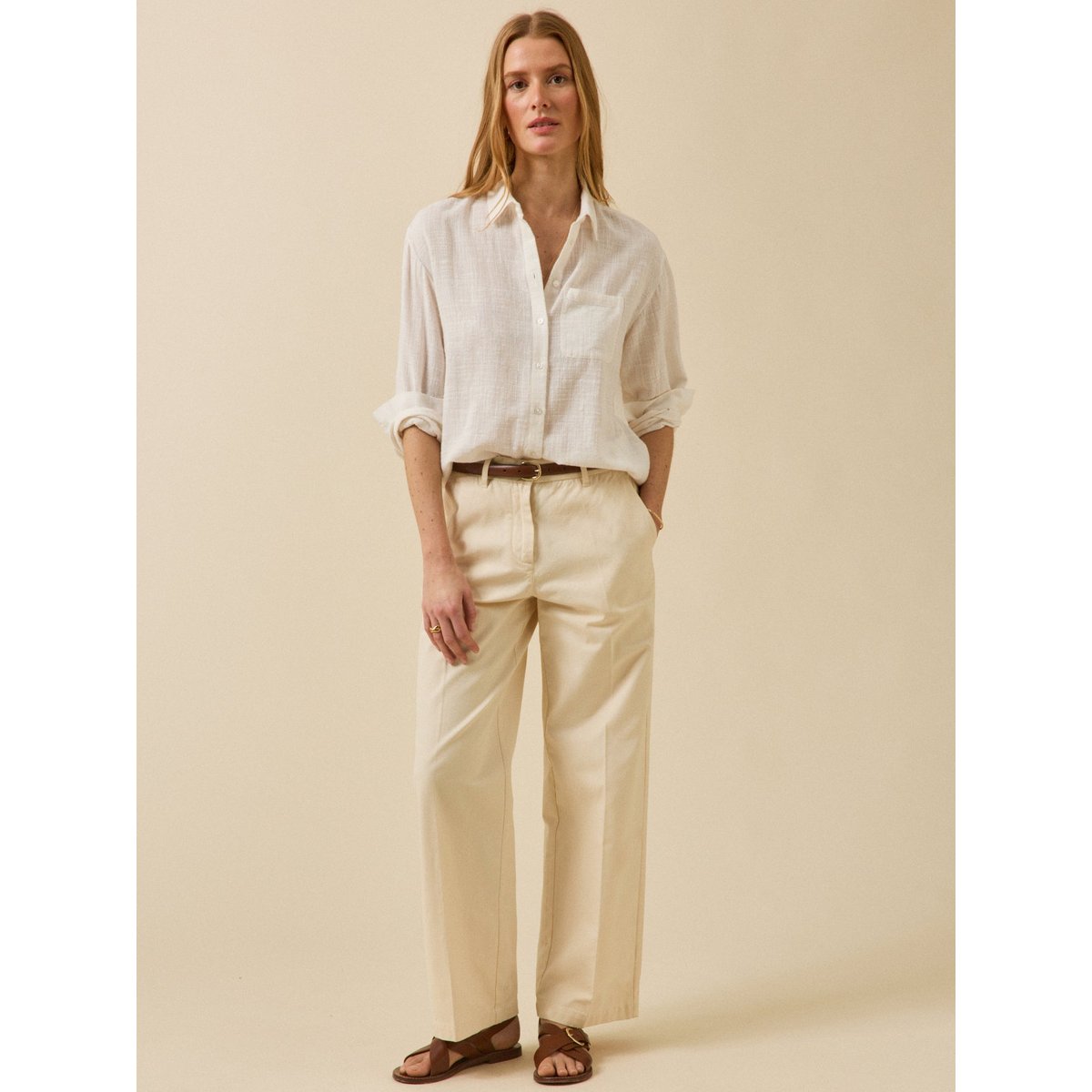 Chemise crépon - Coupe Gaby ecru, CYRILLUS