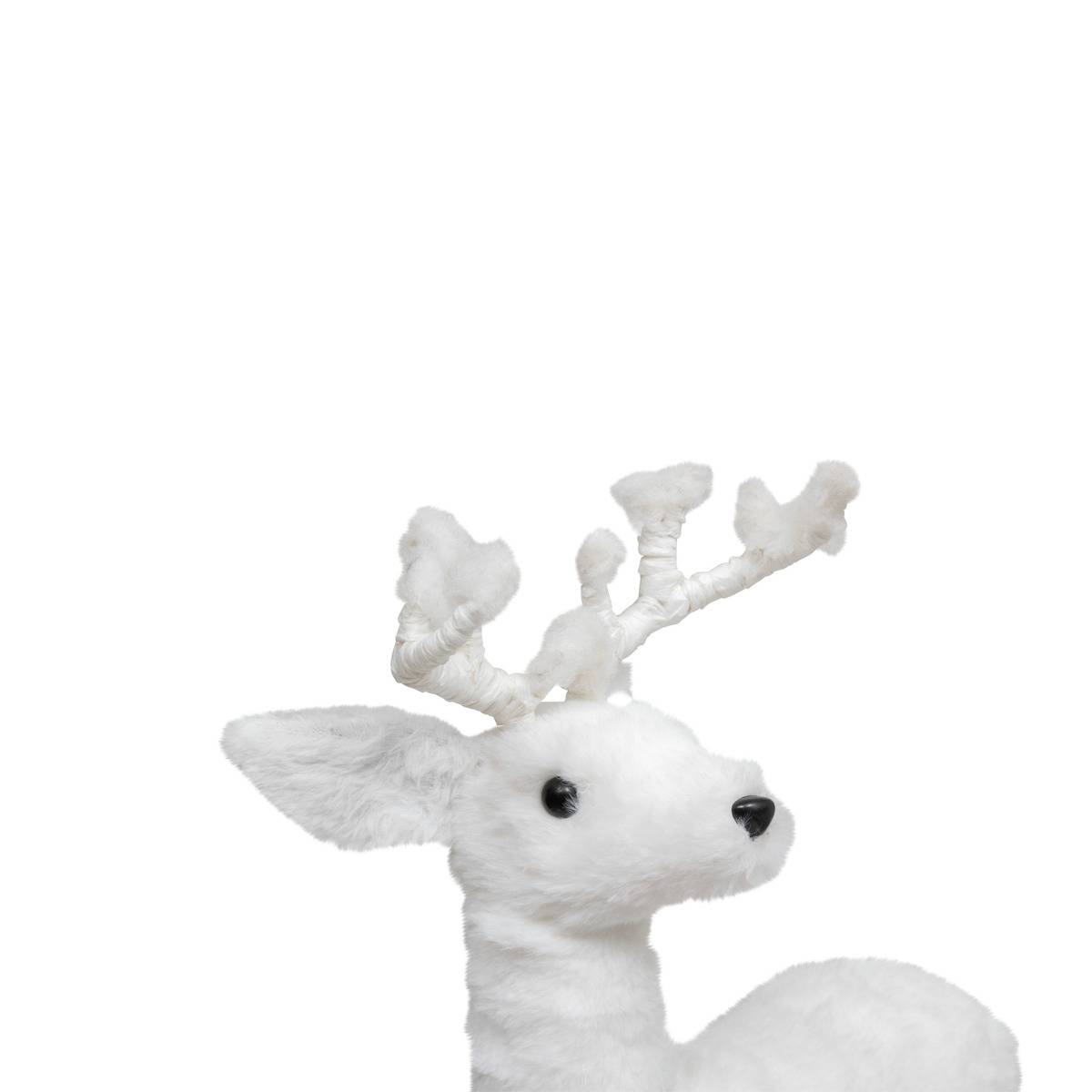 Décoration Noël, Renne debout, H 47 cm blanc, ATMOSPHERA