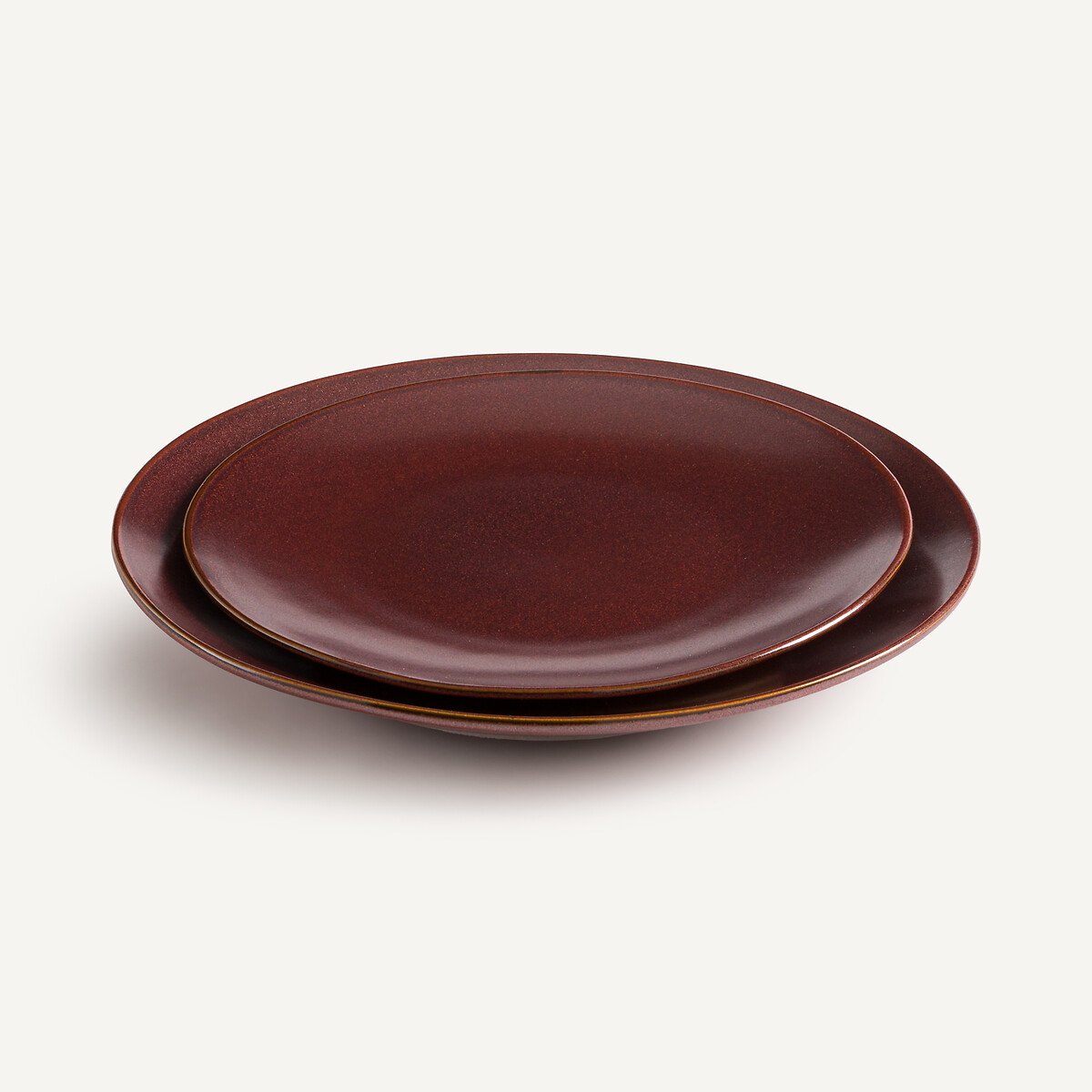 Lot de 4 assiettes plates grès émaillé, Kanso rouge, AM.PM
