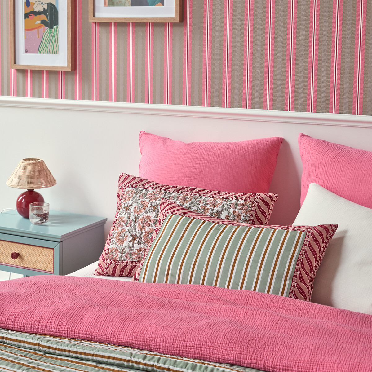 Housse de coussin matelassée, Hyacinthe imprimé, LA REDOUTE INTERIEURS