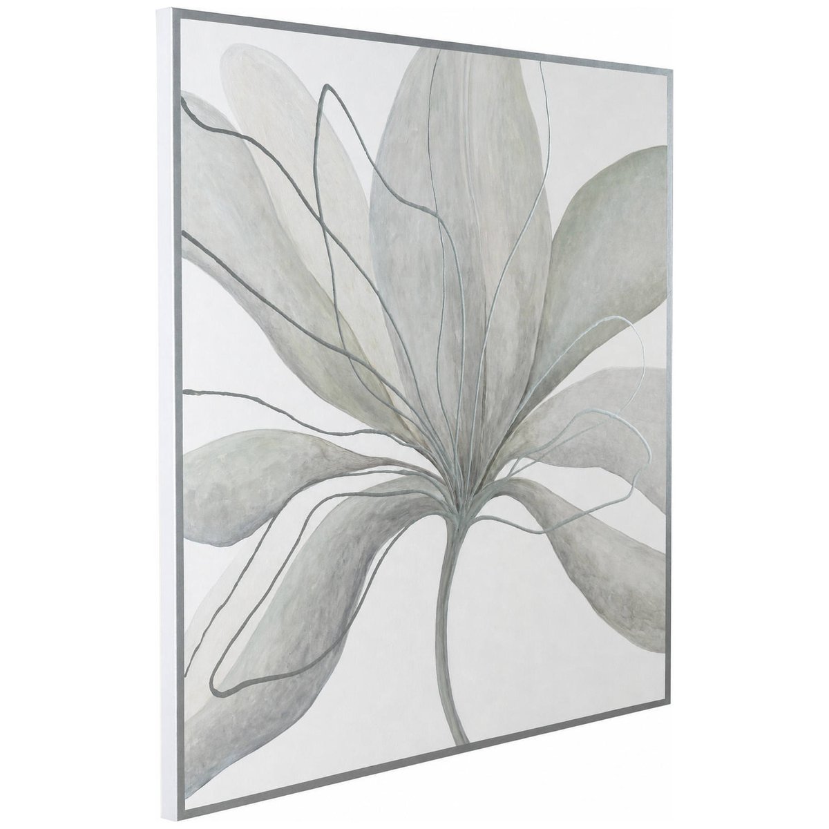 Toile murale fleur abstraite blanc et gris, RECOLLECTION
