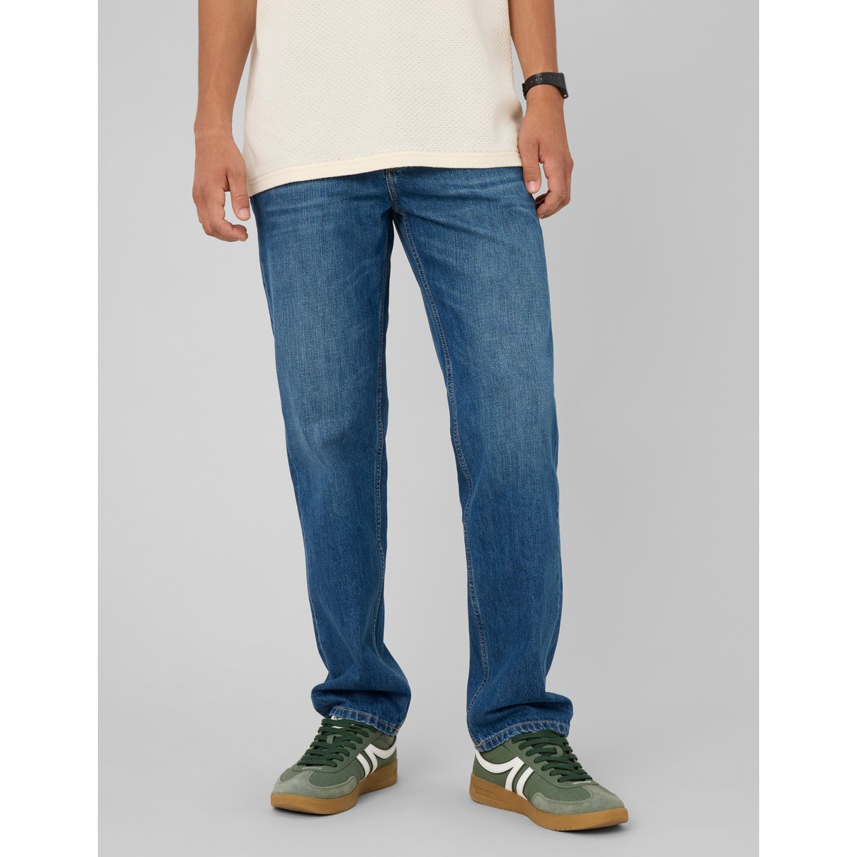 Jean straight 5 poches bleu moyen, BZB