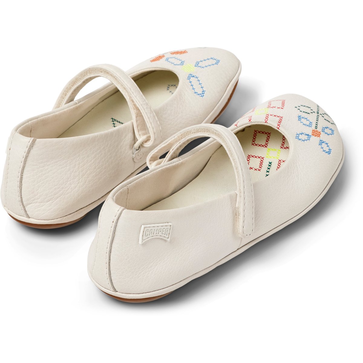 Ballerines Cuir RIGHT KIDS TWINS blanc natural, CAMPER