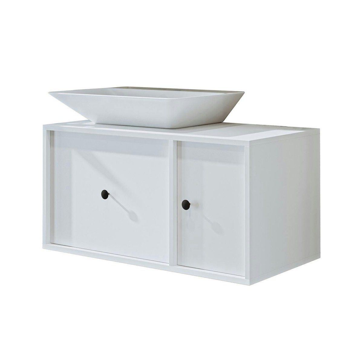Vasque suspendue 1 porte 1 tiroir RIV blanc, PIER IMPORT