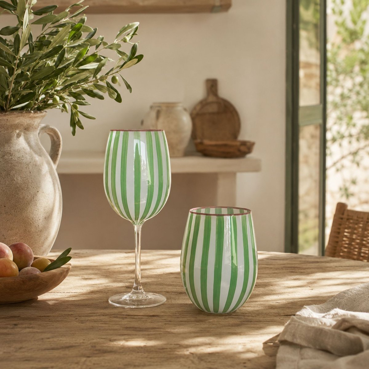 Lot de 3 gobelets 40cl en verre, CIRCUS vert, NOVASTYL
