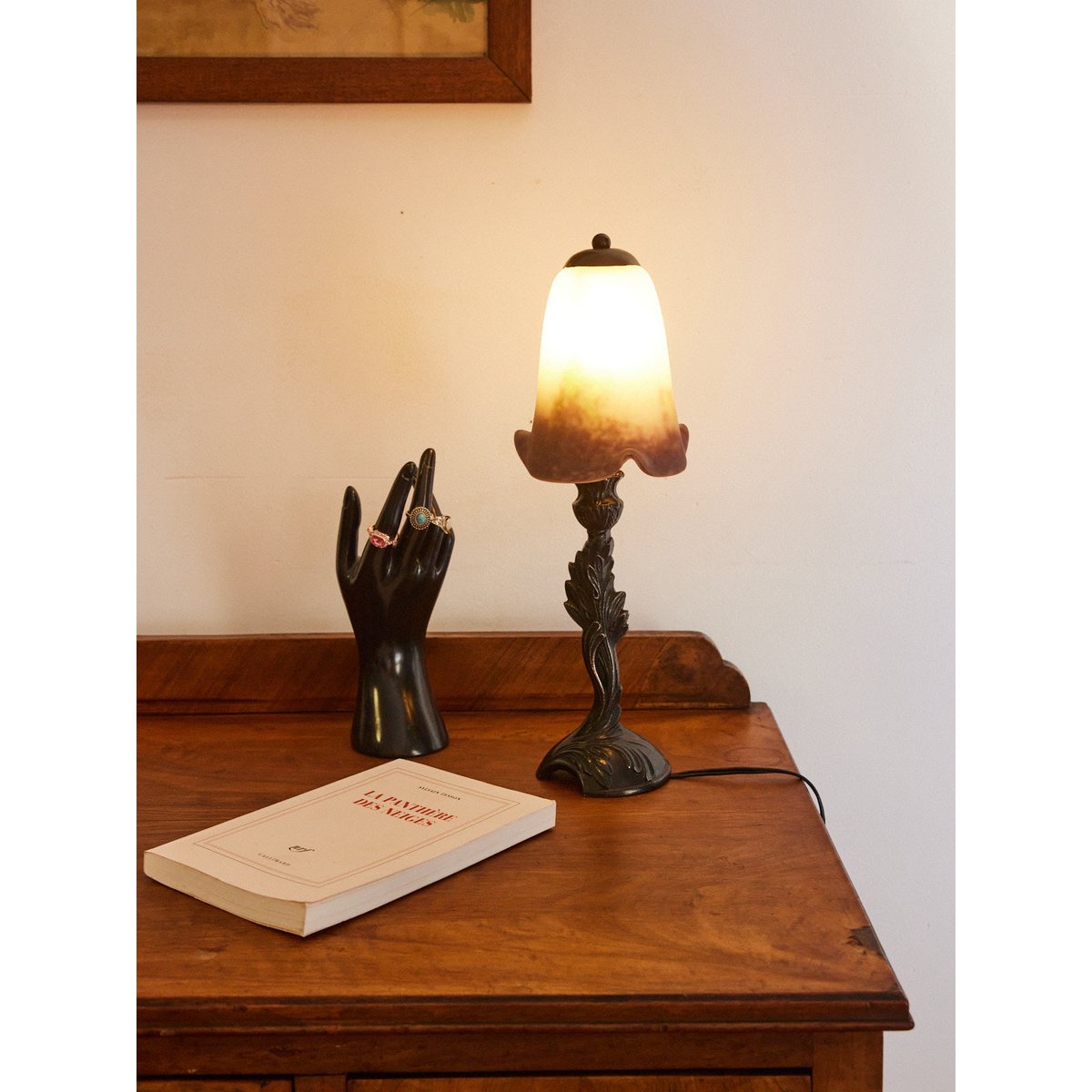 Lampe à poser Art déco Colette N°447 - Bon état blanc, DEBONGOUT