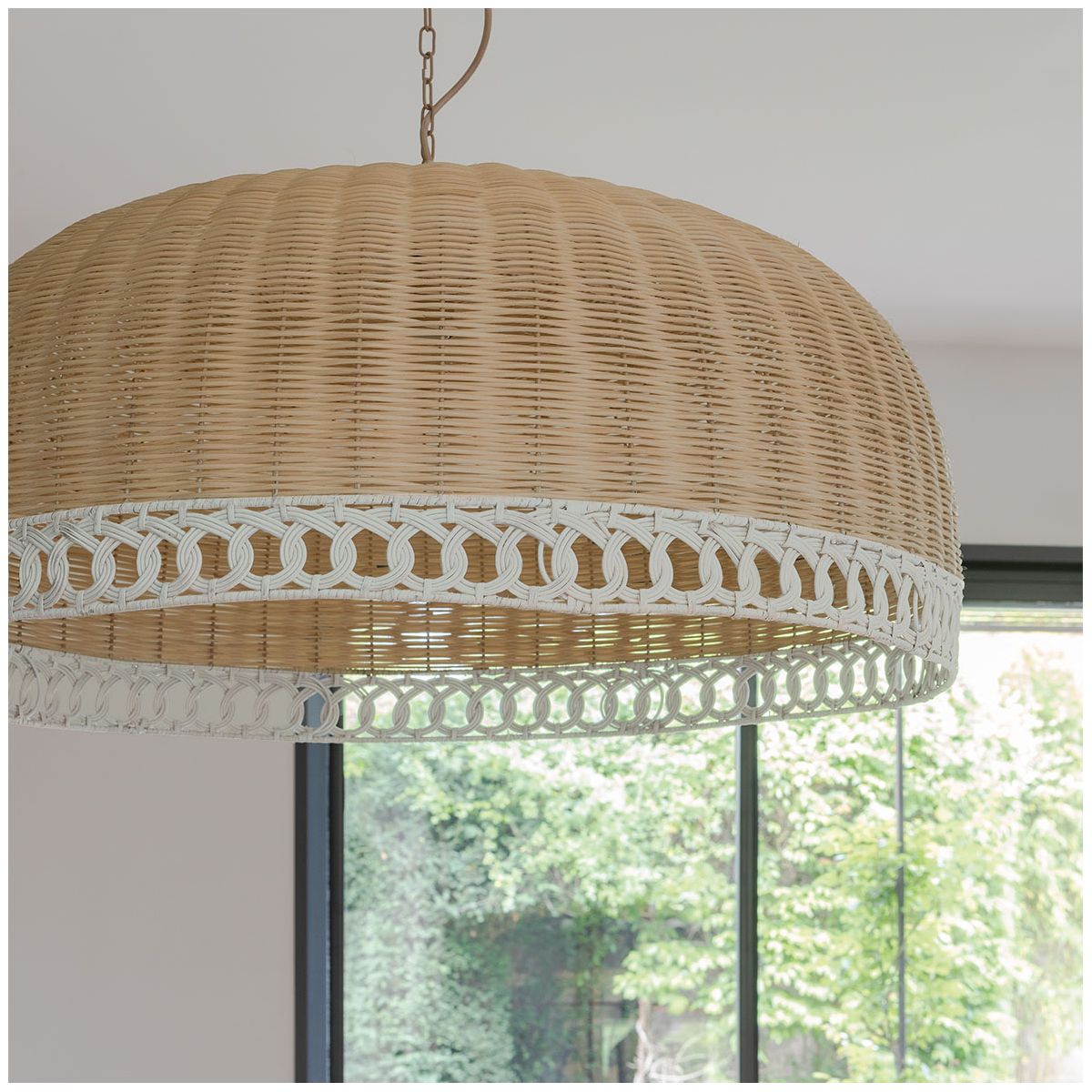 Suspension JOSEPHINE en rotin - Petit modèle beige, BLANC D’IVOIRE