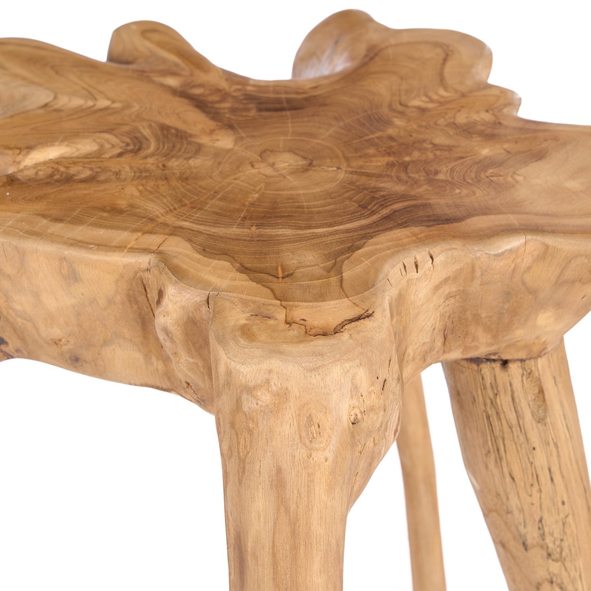 Table d’appoint en bois de teck ROOTY beige, BAZAR BIZAR