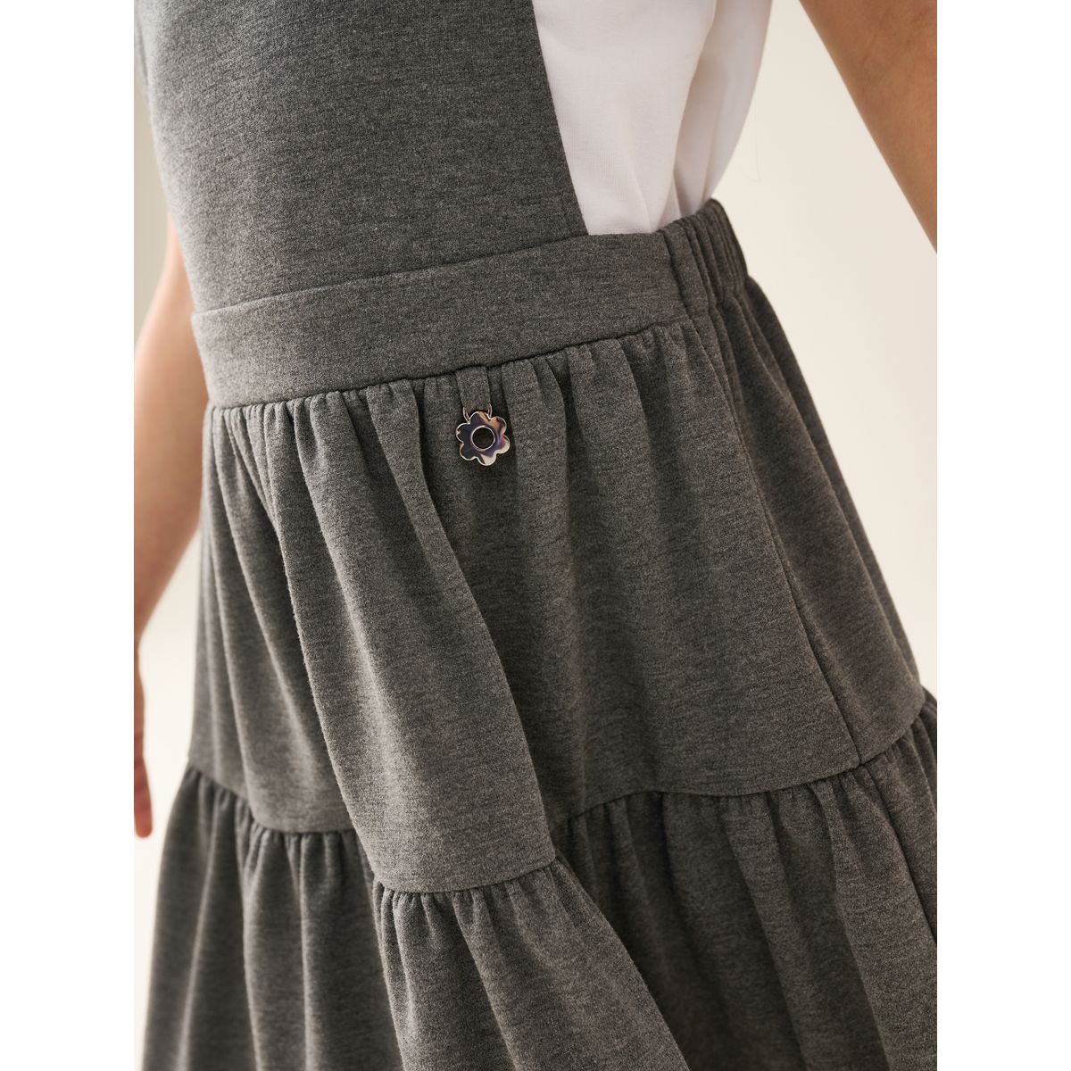 Robe chasuble d’école en jersey à volants gris, NEXT