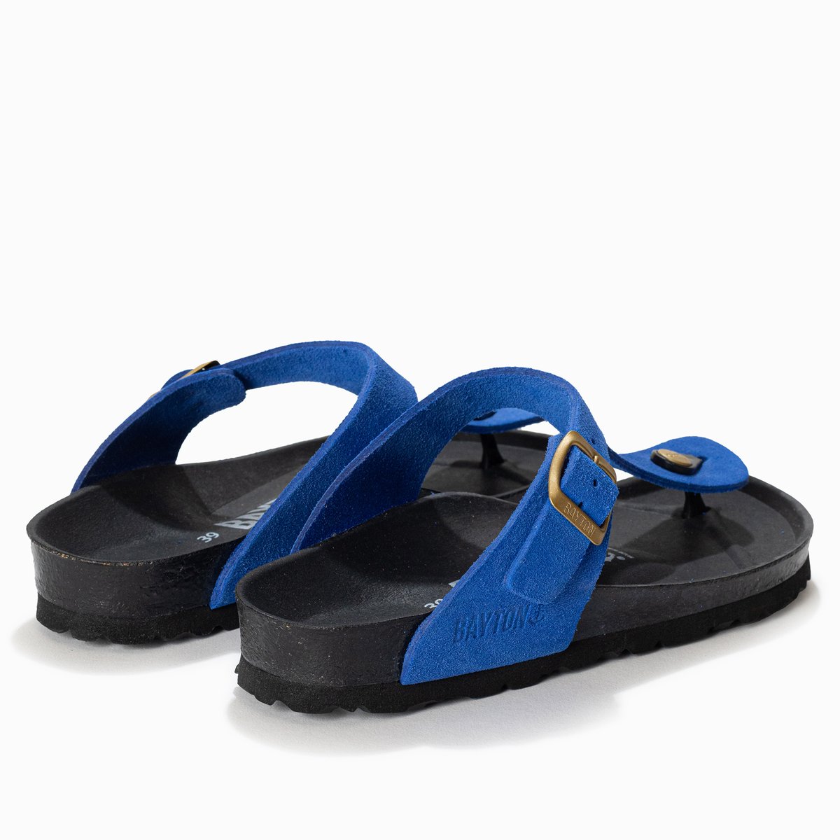 Tongs en cuir suédé MERCURE bleu, BAYTON