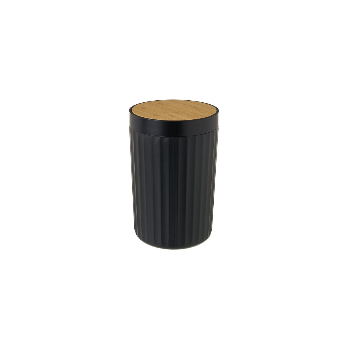Poubelle de salle de bain en plastique noir et bambou - 5L noir, WADIGA