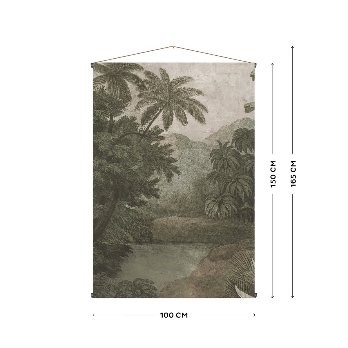 Kakemono tissu Jungle sauvage vert, ART FOR THE HOME
